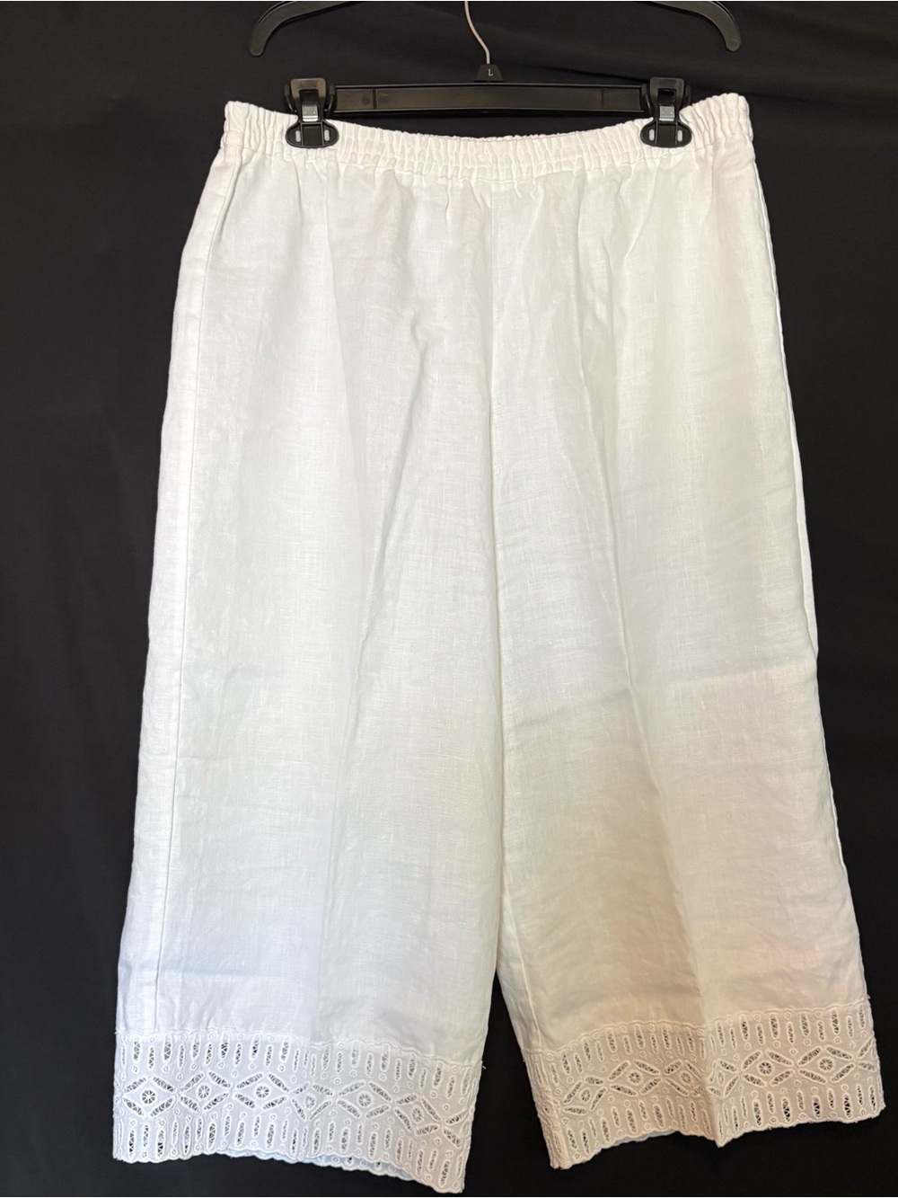 Michael Kors White Linen Eyelet-Hem Women’s Capri Pants